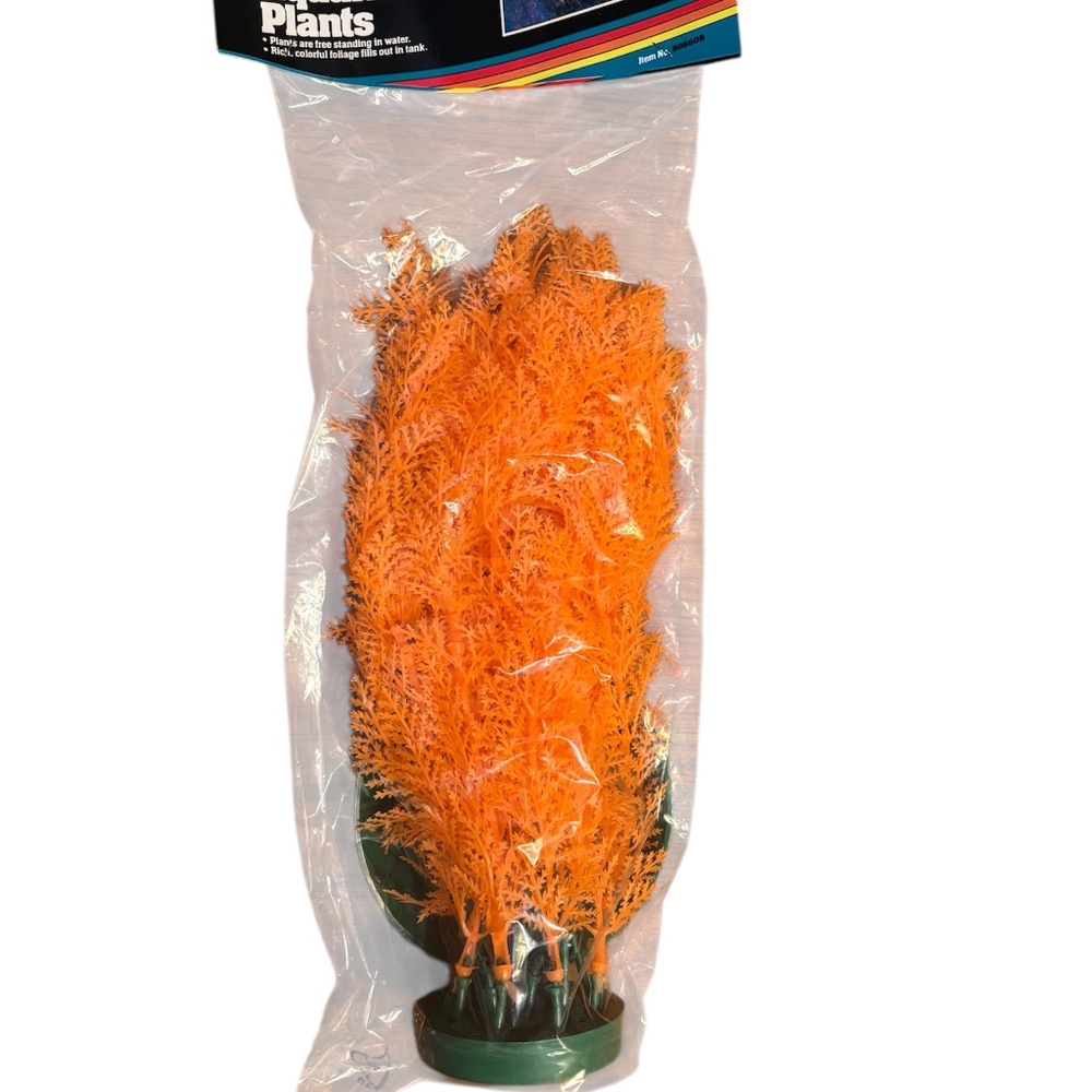 X's 1 - Aquarium Fish Tank Plastic Plants Decor 10 Inch size Orange NEW